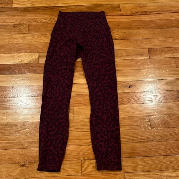 Lululemon maroon leopard camouflage leggings. Size 2 - Picture 2 of 3